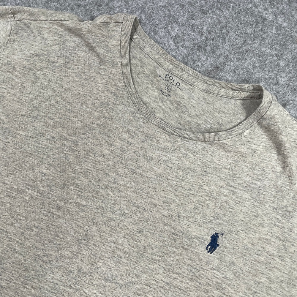 POLO Ralph Lauren Mens Long Sleeve T-Shirt L Gray Heather Embroidered Logo